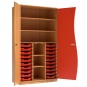 Wellentürenschrank, 190 cm hoch, 105x50 cm (B/T), Tür rechts rot, 